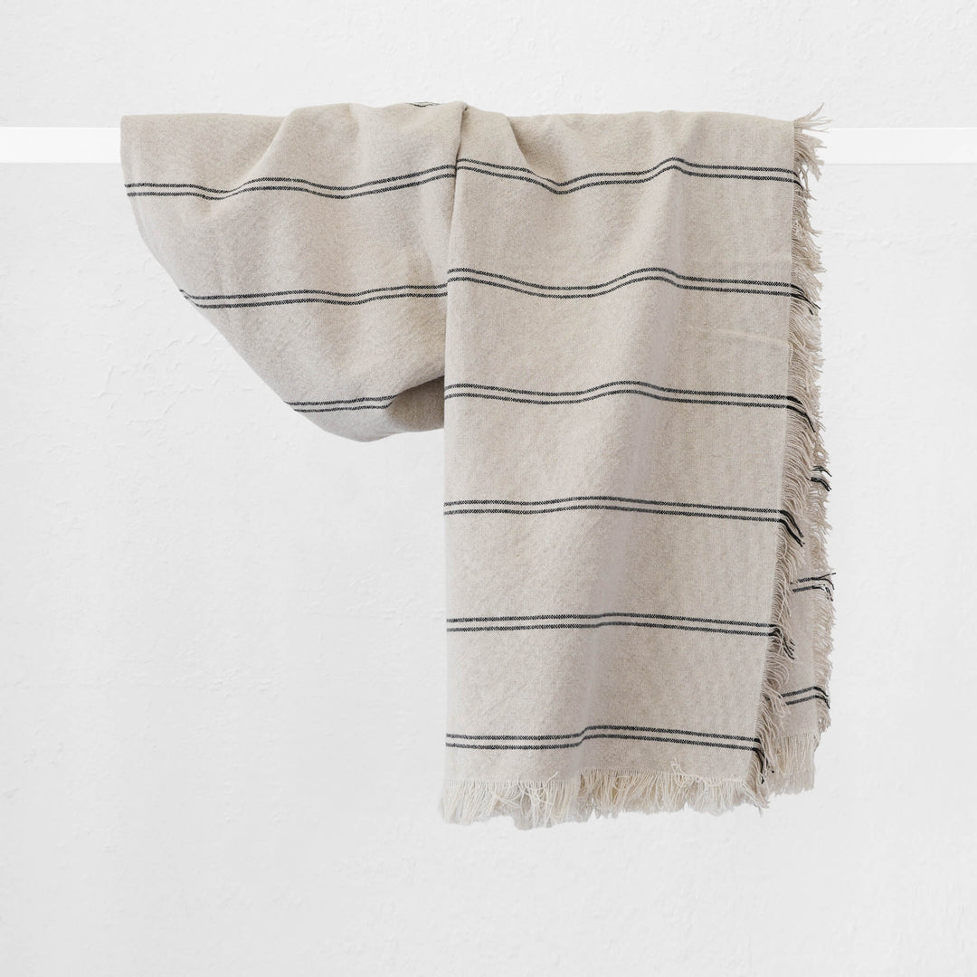 LES SALINS STRIPE THROW  |  170X130CM  |  NATURAL + TWIN CHARCOAL STRIPE