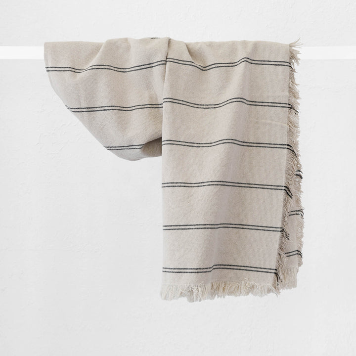 LES SALINS STRIPE THROW  |  170X130CM  |  NATURAL + TWIN CHARCOAL STRIPE