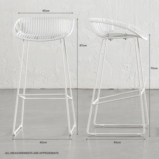 LEUCA MESH INDOOR/OUTDOOR BAR STOOL BUNDLE | GHOST WHITE | MEASUREMENTS