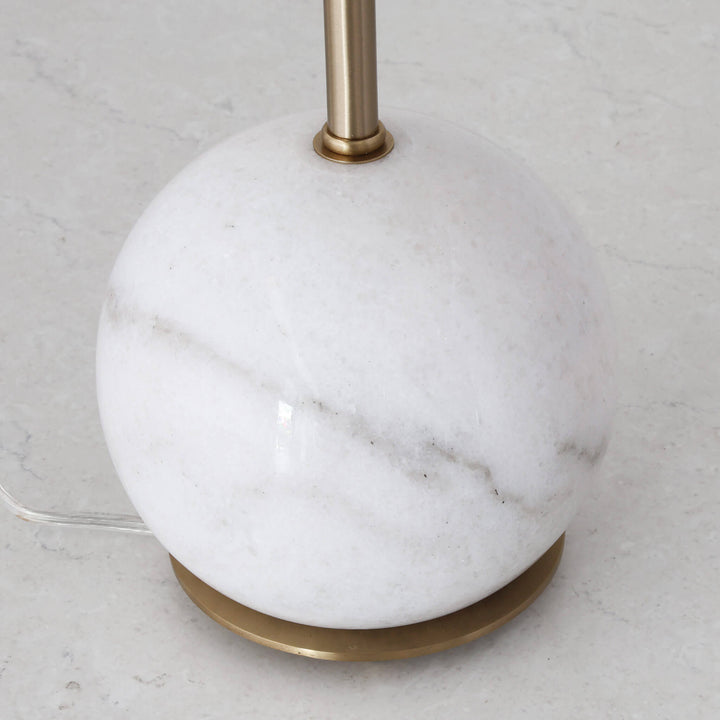 LEVADA GRANDE MARBLE TABLE LAMP  |  ANTIQUE BRASS SHADE + WHITE MARBLE