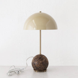 LEVADA GRANDE MARBLE TABLE LAMP  |  TAUPE SHADE + MOCHA MARBLE