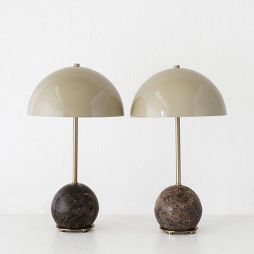 LEVADA GRANDE MARBLE TABLE LAMP BUNDLE X2  |  TAUPE SHADE + MOCHA MARBLE