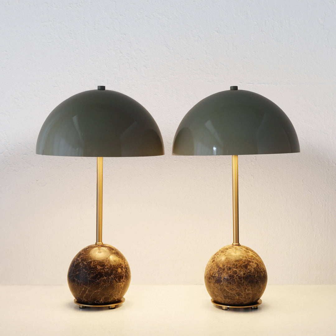 LEVADA GRANDE MARBLE TABLE LAMP BUNDLE X2  |  TAUPE SHADE + MOCHA MARBLE