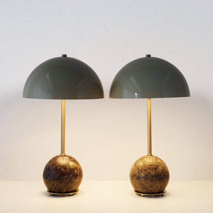 LEVADA GRANDE MARBLE TABLE LAMP BUNDLE X2  |  TAUPE SHADE + MOCHA MARBLE