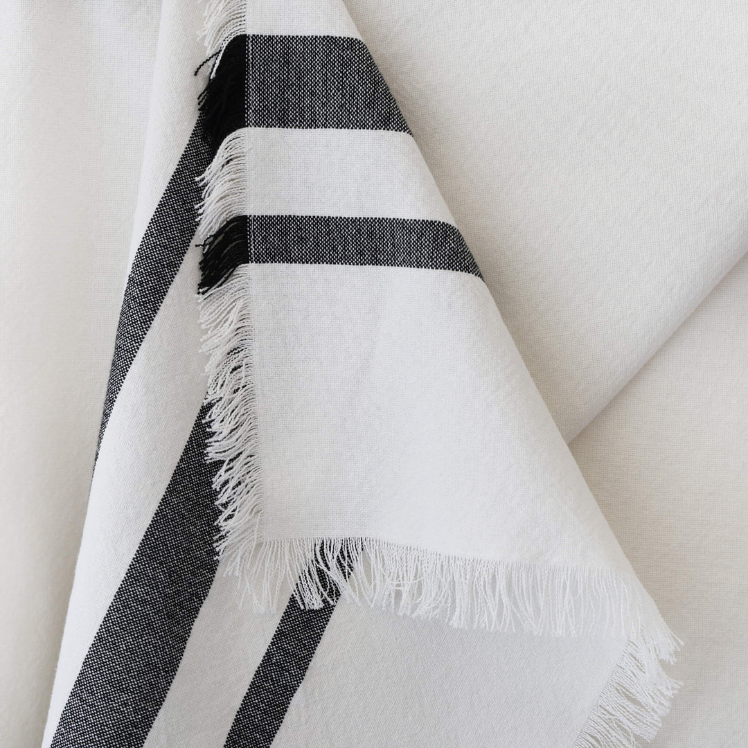 Le Bonfin Stripe Throw  |  170X130cm  |  White + Triple Charcoal Stripe