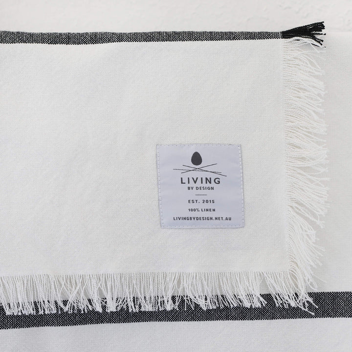 Le Bonfin Stripe Throw  |  170X130cm  |  White + Triple Charcoal Stripe