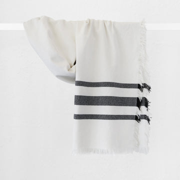 Le Bonfin Stripe Throw  |  170X130cm  |  White + Triple Charcoal Stripe
