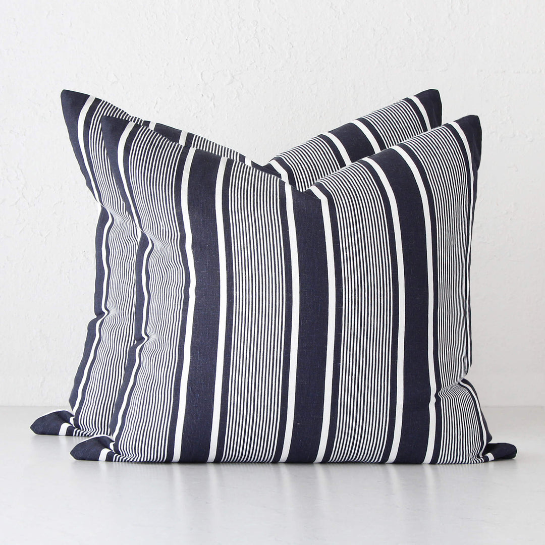 LINEN CAPRI STRIPE CUSHION BUNDLE X2 |  NAVY  |  50 X 50