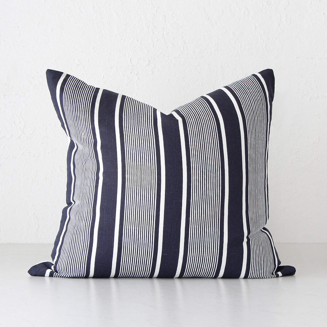 LINEN CAPRI STRIPE CUSHION  |  NAVY  |  50 X 50