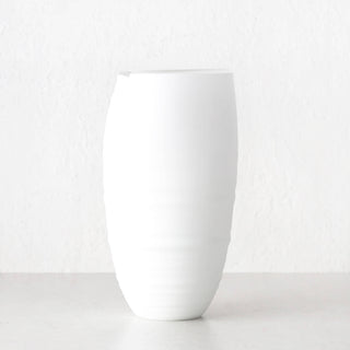 LIVING BY DESIGN EXCLUSIVE  |  BRAC GLASS VASE  |  LARGE  |  MATTE WHITE GLASS