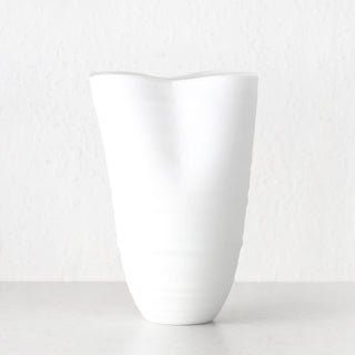 LIVING BY DESIGN EXCLUSIVE  |  BRAC GLASS VASE  |  LARGE  |  MATTE WHITE GLASS