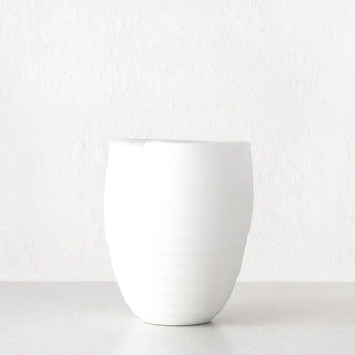 LIVING BY DESIGN EXCLUSIVE  |  BRAC GLASS VASE  |  MEDIUM  |  MATTE WHITE GLASS