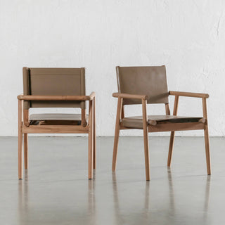 LOMASO CARVER ARMCHAIR | TAUPE SHADOW LEATHER + BRUSHED TEAK
