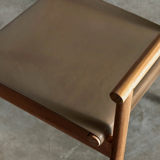 LOMASO CARVER ARMCHAIR | TAUPE SHADOW LEATHER + BRUSHED TEAK