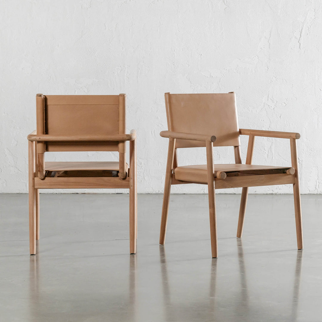 LOMASO CARVER ARMCHAIR  |  WARM NUTMEG + BRUSHED TEAK