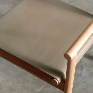 LOMASO CARVER ARMCHAIR  |  TAUPE SHADOW LEATHER + BRUSHED TEAK | MEASUREMENT