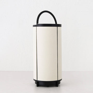 LOMBARDA LED RECHARGEABLE CYLINDER LAMP BUNDLE X2  |  42CM  |  CHALK LINEN + BLACK