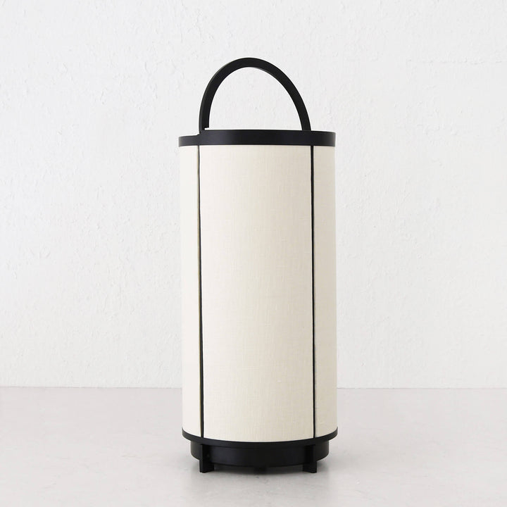 LOMBARDA LED RECHARGEABLE CYLINDER LAMP BUNDLE X2  |  42CM  |  CHALK LINEN + BLACK