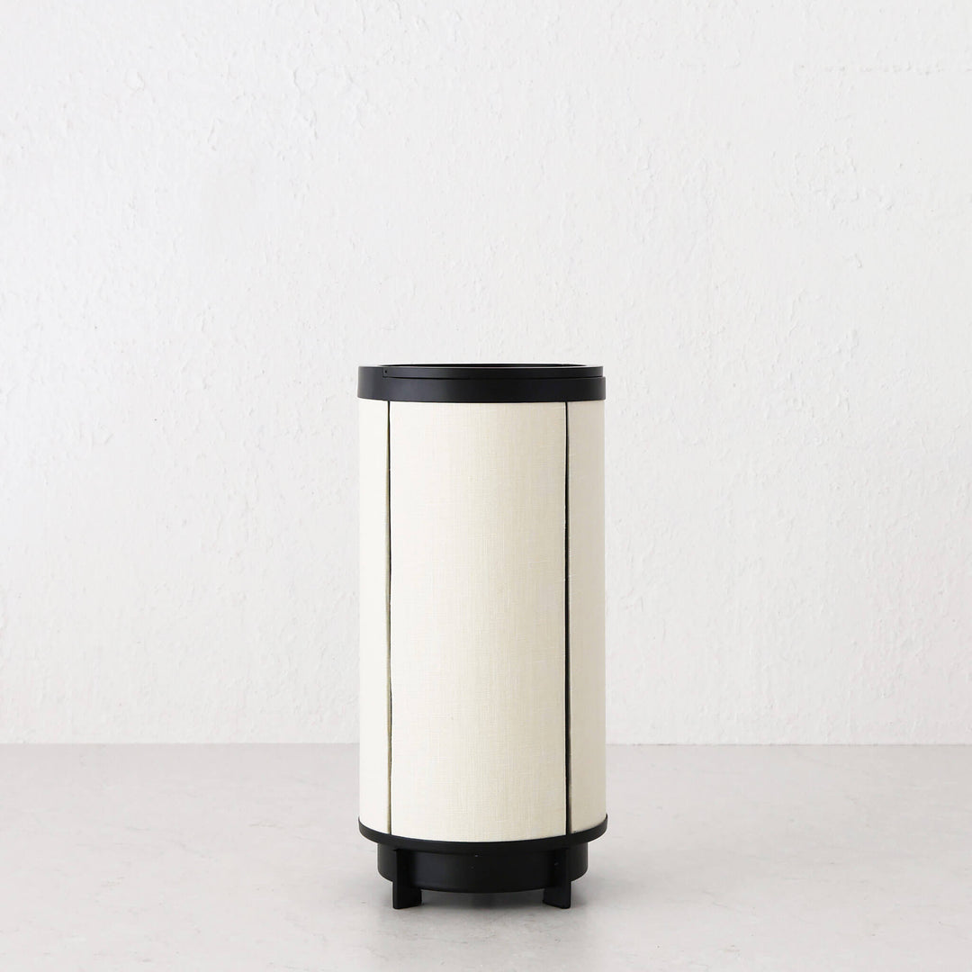 LOMBARDA LED RECHARGEABLE CYLINDER LAMP  |  CHALK LINEN + BLACK