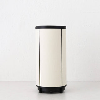 LOMBARDA LED RECHARGEABLE CYLINDER LAMP  |  42CM  |  CHALK LINEN + BLACK