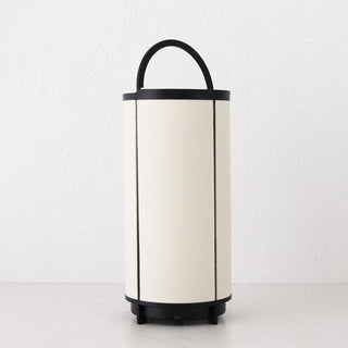 LOMBARDA LED RECHARGEABLE CYLINDER LAMP  |  42CM  |  CHALK LINEN + BLACK