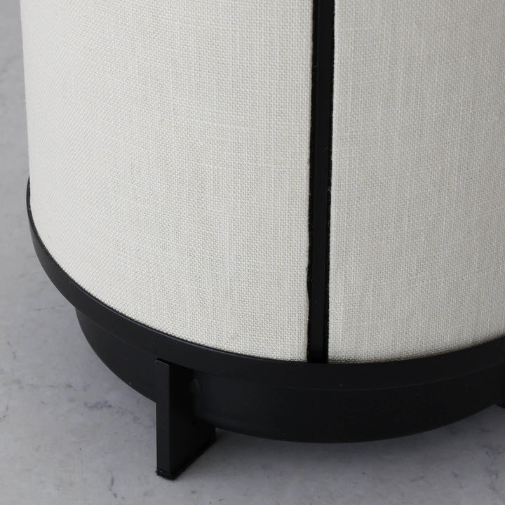 LOMBARDA LED RECHARGEABLE CYLINDER LAMP  |  42CM  |  CHALK LINEN + BLACK