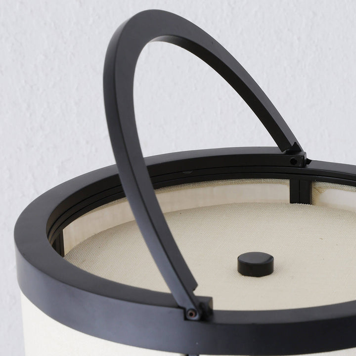 LOMBARDA LED RECHARGEABLE CYLINDER LAMP  |  42CM  |  CHALK LINEN + BLACK