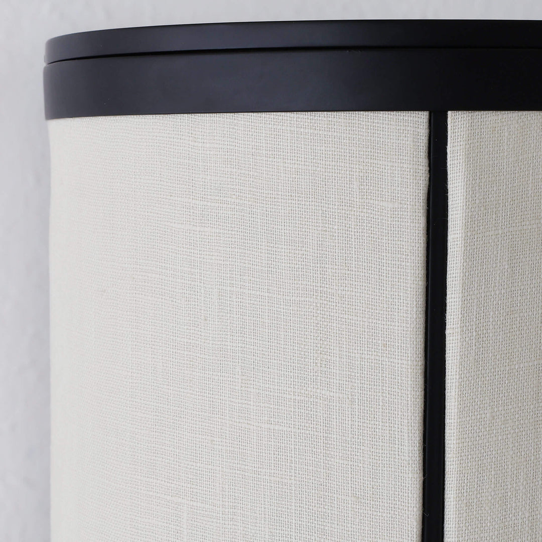 LOMBARDA LED RECHARGEABLE CYLINDER LAMP  |  42CM  |  CHALK LINEN + BLACK