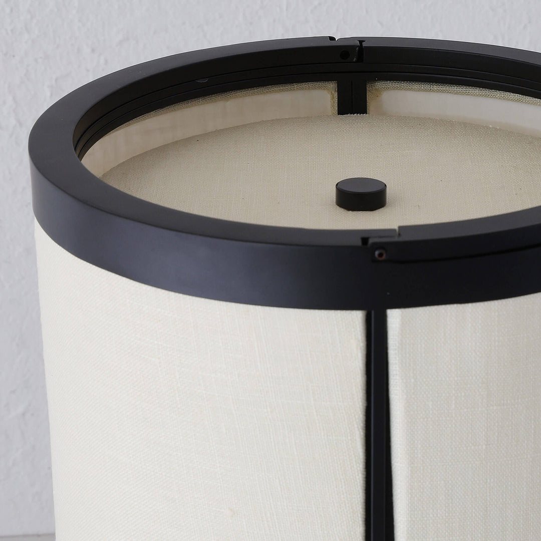 LOMBARDA LED RECHARGEABLE CYLINDER LAMP  |  42CM  |  CHALK LINEN + BLACK