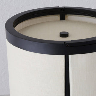 LOMBARDA LED RECHARGEABLE CYLINDER LAMP  |  42CM  |  CHALK LINEN + BLACK