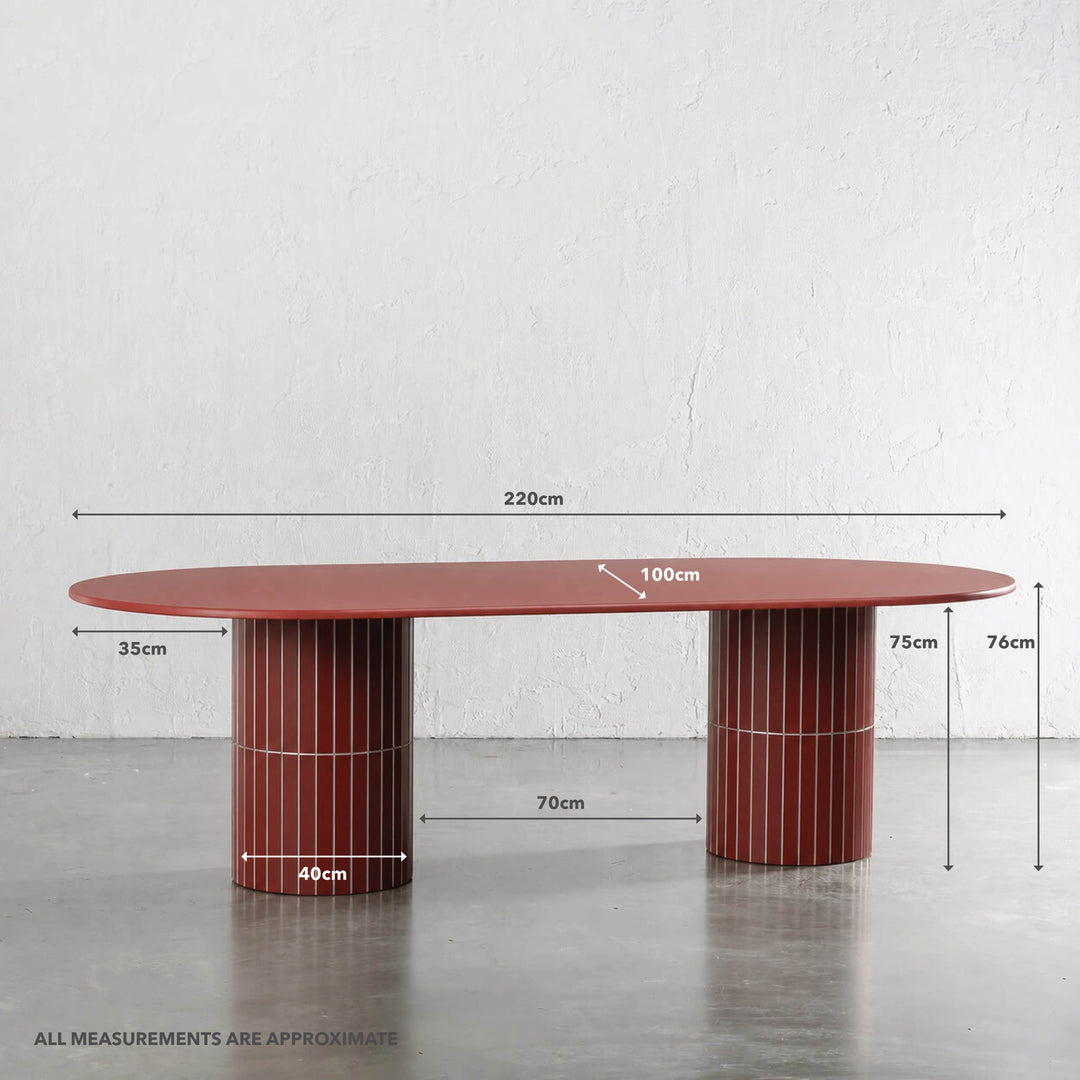 LOMBARD OUTDOOR DINING TABLE  |  TUSCAN TERRACOTTA  |  220CM | MEASUREMENTS