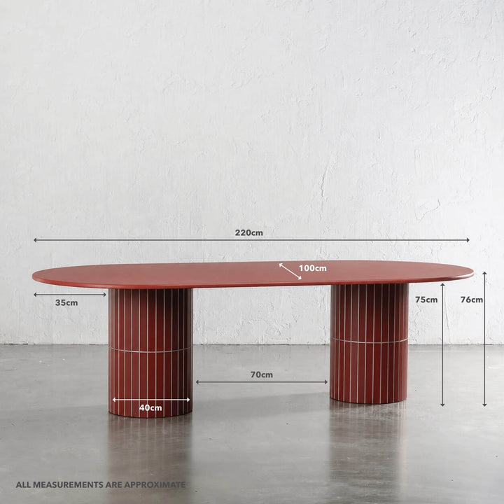 LOMBARD OUTDOOR DINING TABLE  |  TUSCAN TERRACOTTA  |  220CM | MEASUREMENTS
