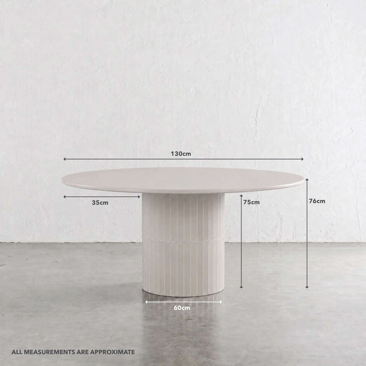 LOMBARD OUTDOOR ROUND DINING TABLE  |  BEECHWOOD BEIGE  |  130CM | MEASUREMENTS