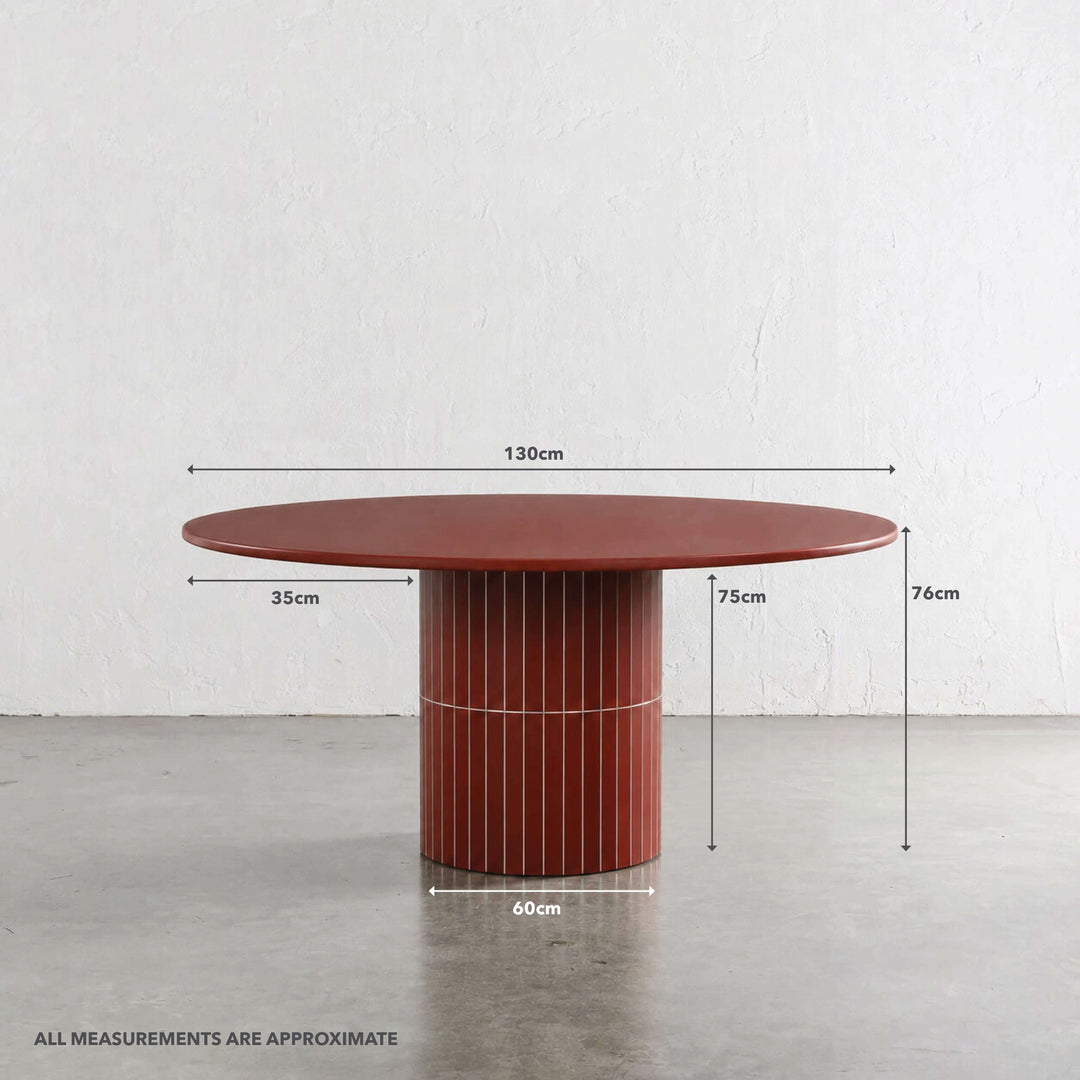 LOMBARD OUTDOOR ROUND DINING TABLE  |  TUSCAN TERRACOTTA  |  130CM | MEASUREMENTS