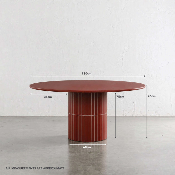 LOMBARD OUTDOOR ROUND DINING TABLE  |  TUSCAN TERRACOTTA  |  130CM | MEASUREMENTS