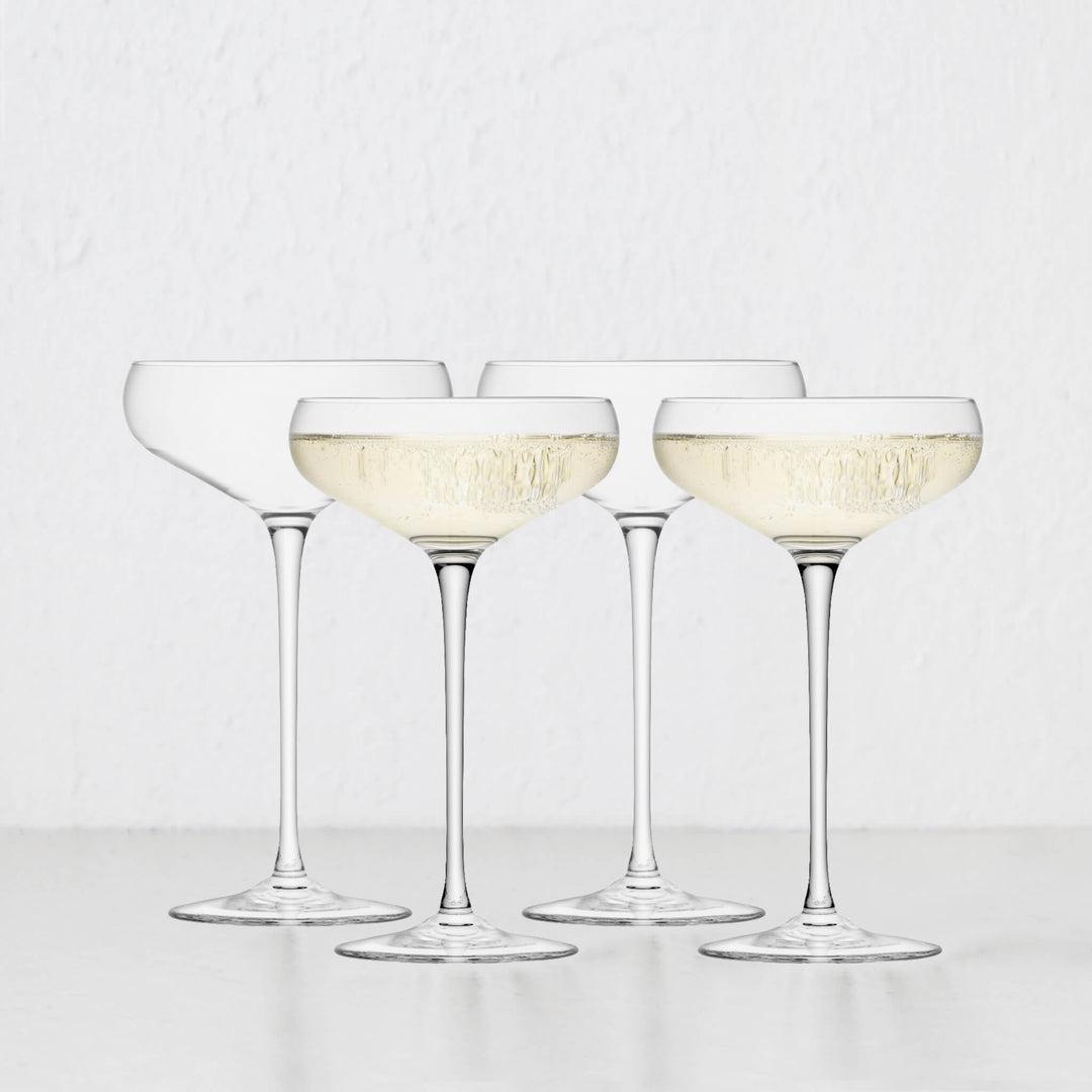 LSA CHAMPAGNE SAUCERS | SET OF 4 CHAMPAGNE GLASSES