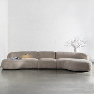 LUSSO CURVED MODULAR SOFA  |  5 SEATER  |  CHALKSTONE BEIGE