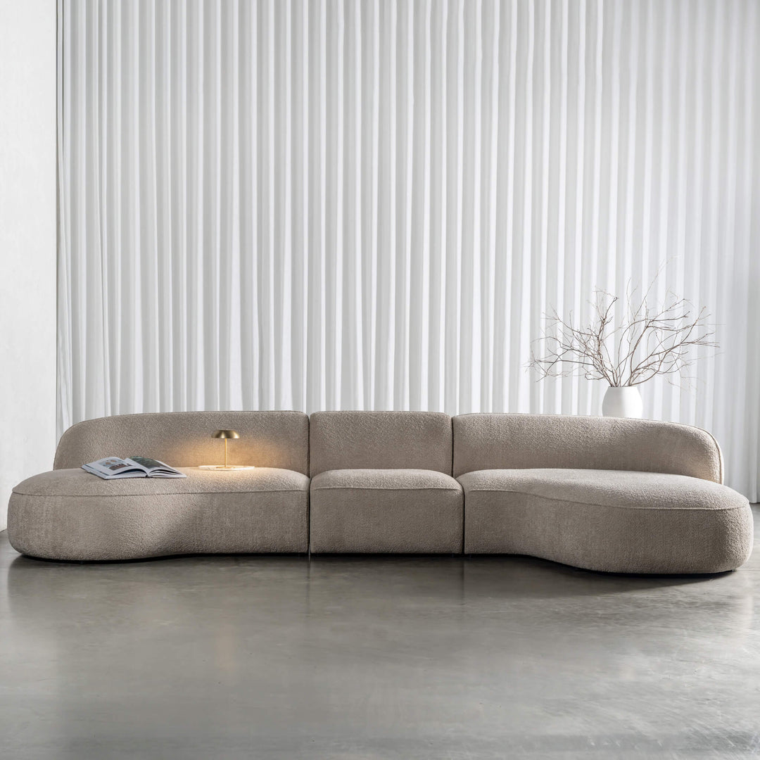 LUSSO CURVED MODULAR SOFA  |  5 SEATER  |  CHALKSTONE BEIGE