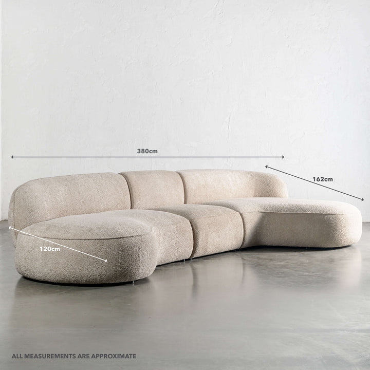 LUSSO CURVED MODULAR SOFA  |  5 SEATER  |  CHALKSTONE BEIGE | MEASUREMENTS