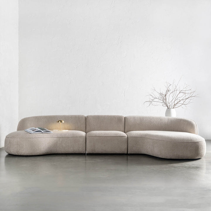 LUSSO CURVED MODULAR SOFA  |  5 SEATER  |  CHALKSTONE BEIGE