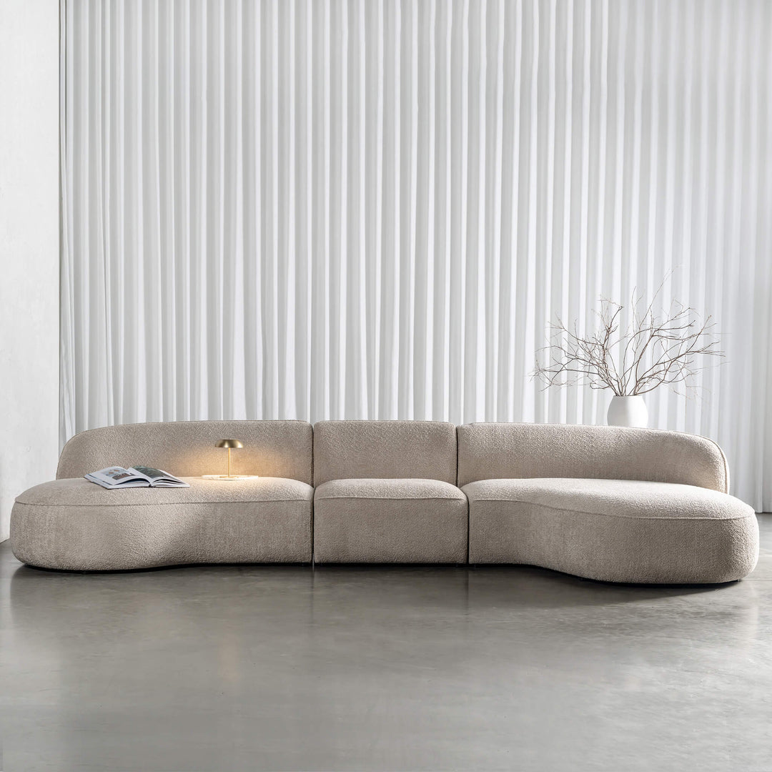 LUSSO CURVED MODULAR SOFA  |  5 SEATER  |  CHALKSTONE BEIGE