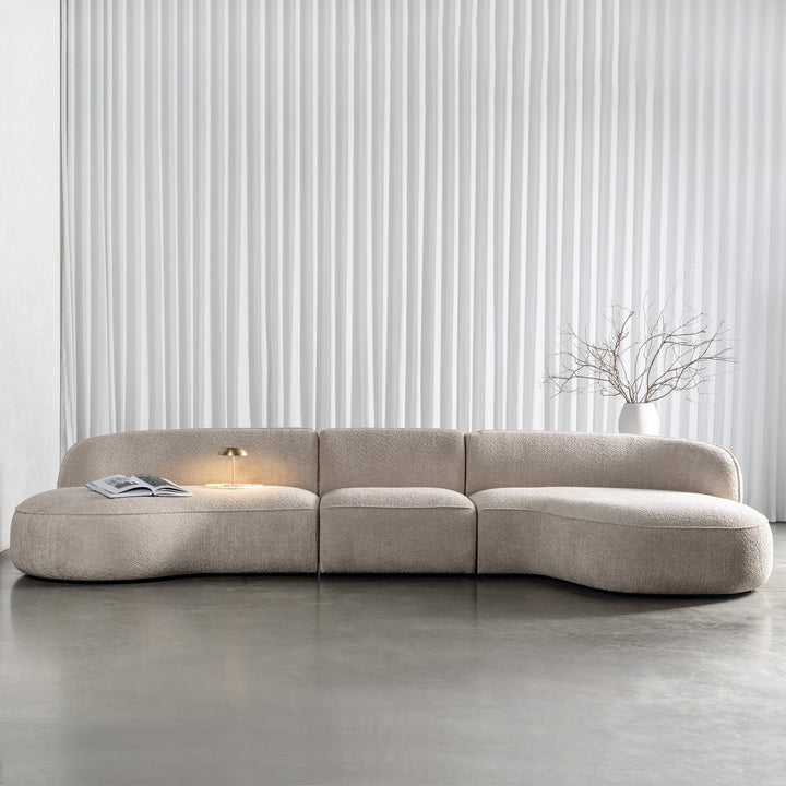 LUSSO CURVED MODULAR SOFA  |  5 SEATER  |  CHALKSTONE BEIGE