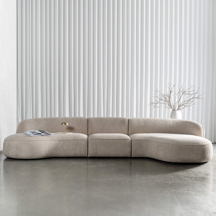 LUSSO CURVED MODULAR SOFA  |  5 SEATER  |  CHALKSTONE BEIGE