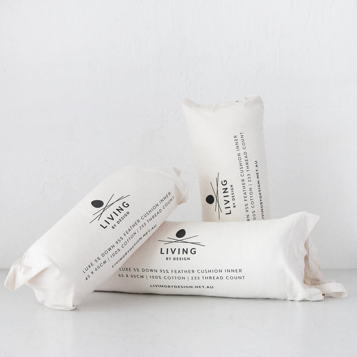 LUXE FEATHER + DOWN FILLED CUSHION INNERS IN CALICO BAGS  | BUNDLE X3