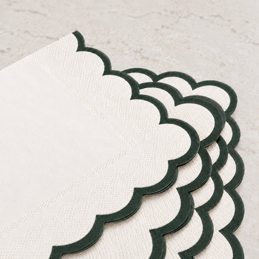 LYRA PAPER NAPKIN BUNDLES  |  IVORY + DARK GREEN