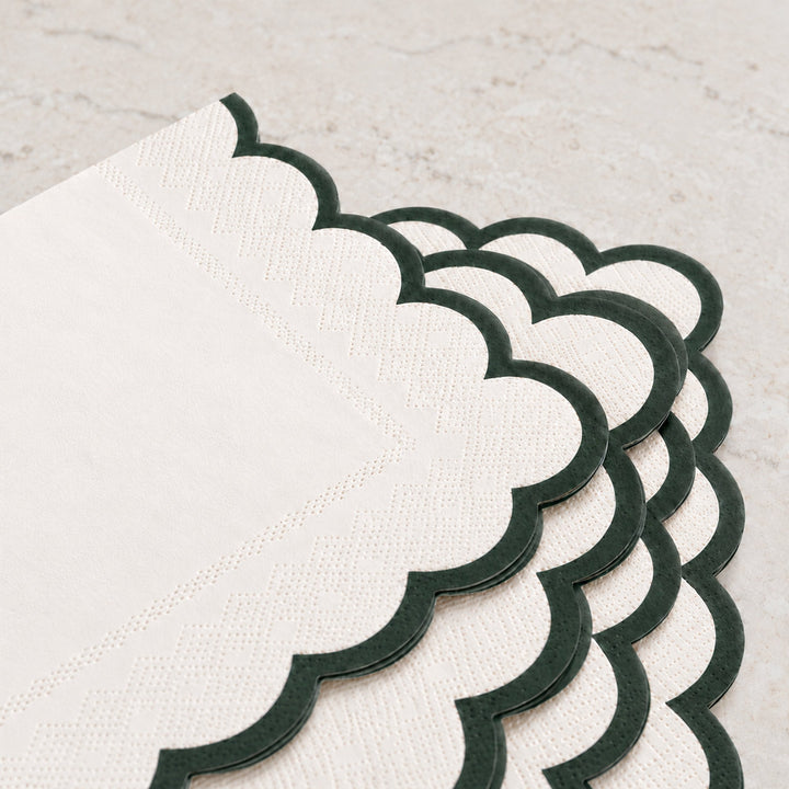 LYRA PAPER NAPKIN BUNDLES  |  IVORY + DARK GREEN