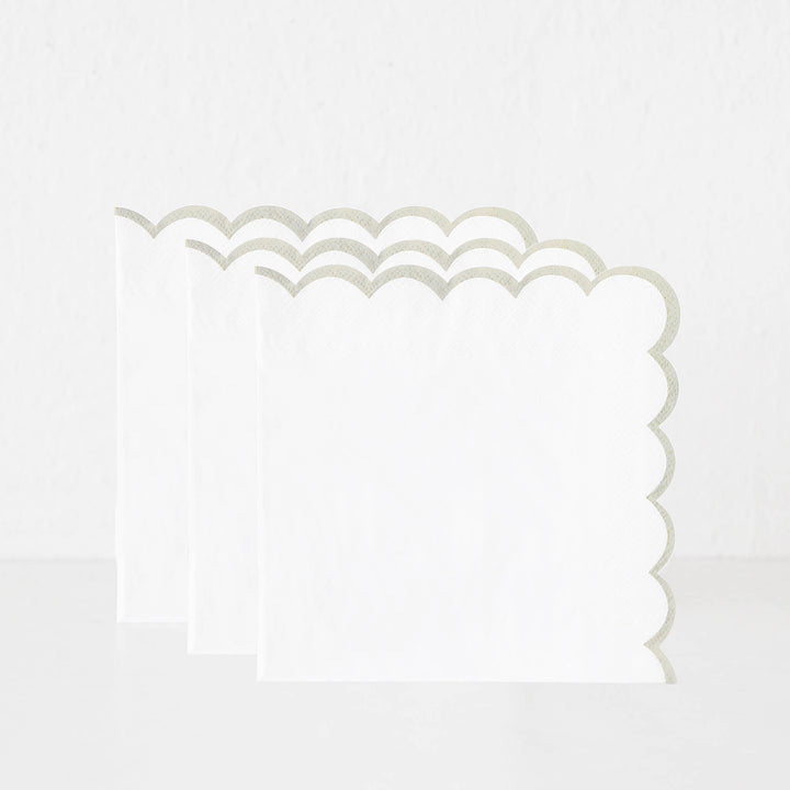 LYRA PAPER NAPKIN BUNDLE X3  |  WHITE + SILVER