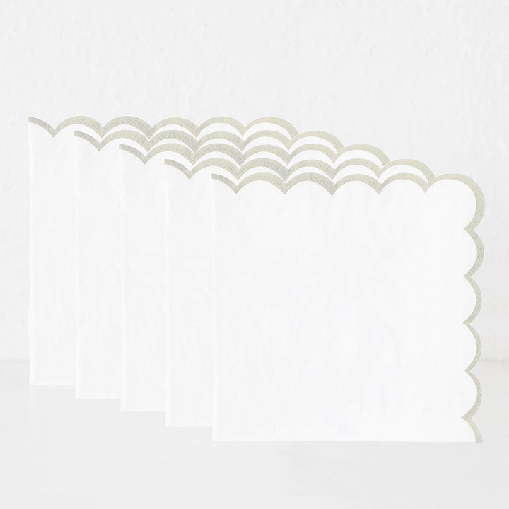 LYRA PAPER NAPKIN BUNDLE X5  |  WHITE + SILVER