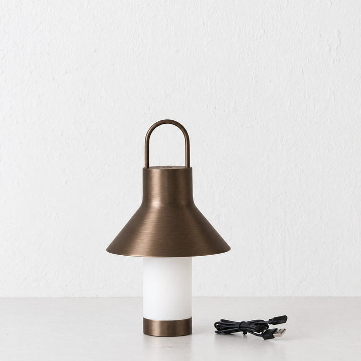 LA CONDETTE RECHARGEABLE INDOOR/OUTDOOR LED LANTERN  |  DARK BRASS