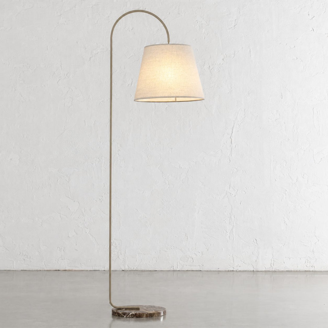 LACRES FLOOR LAMP  |  MOCHA MARBLE + CREME SHADE